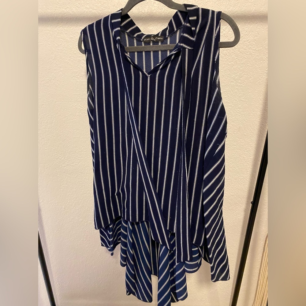 Kim & Cami, Hi-low Navy tank top size XL like new